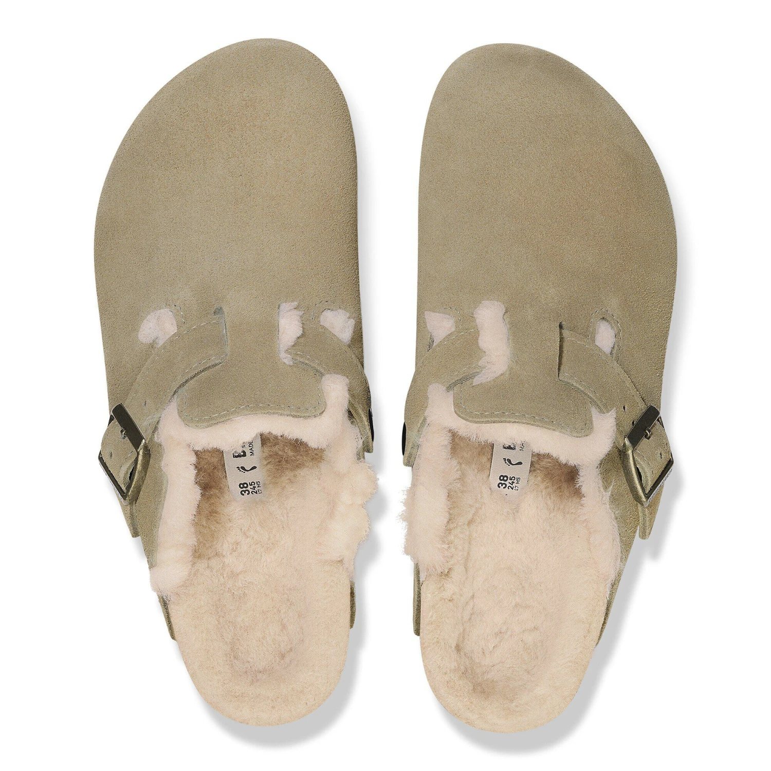 Birkenstock Boston Shearling Suede Leather Taupe 2 Birkenstock Boston Shearling Suede Leather Taupe - Image 2