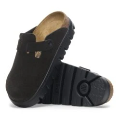 Boston Chunky Suede Leather Black/Black -Birkenstock Shop 1028317 sole