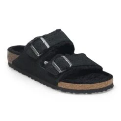 Birkenstock Arizona Shearling Suede Leather-Shearling Corduroy Black
