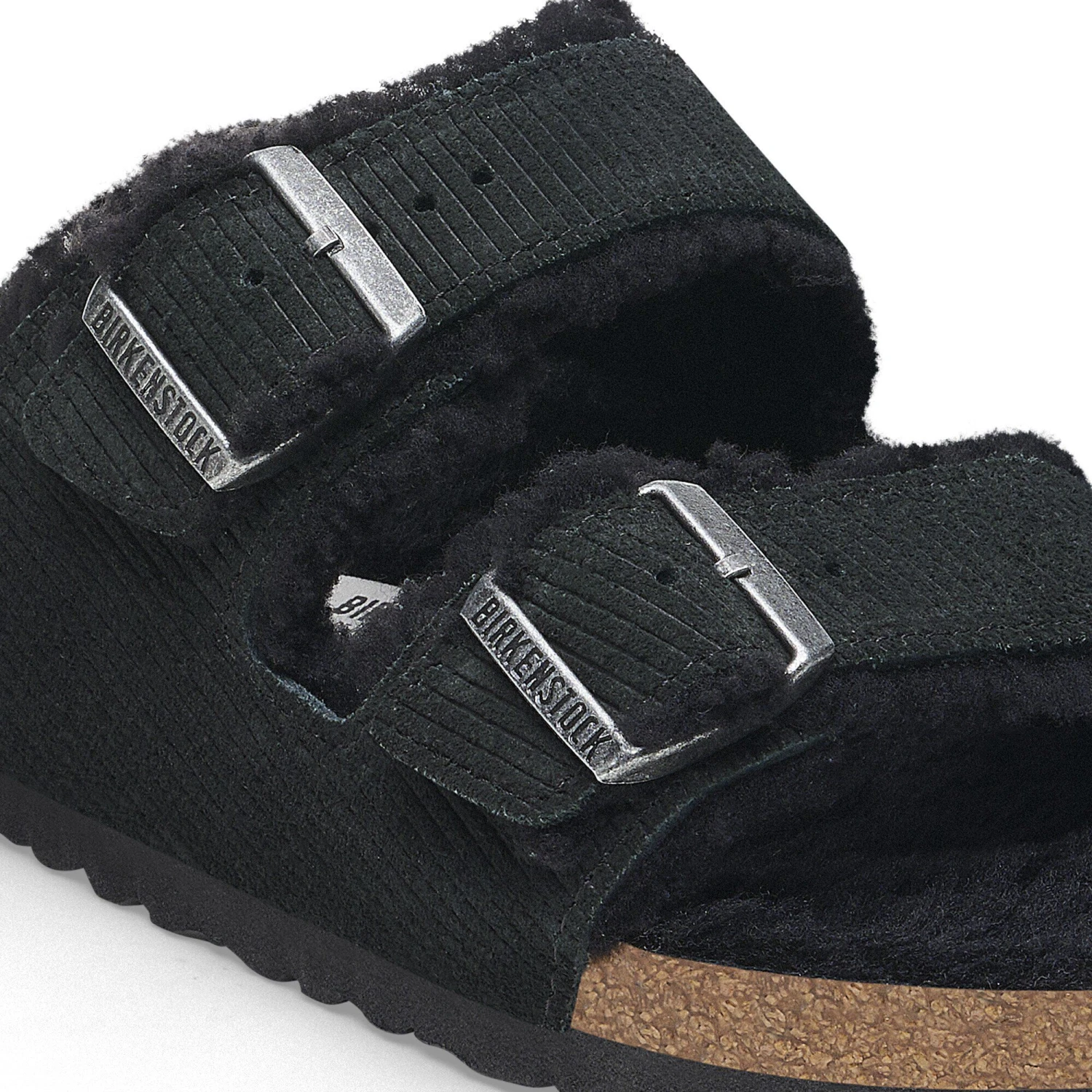 Birkenstock Arizona Shearling Suede Leather-Shearling Corduroy Black 6 Birkenstock Arizona Shearling Suede Leather-Shearling Corduroy Black - Image 6