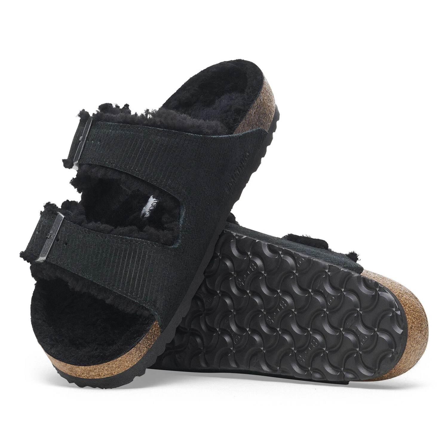 Birkenstock Arizona Shearling Suede Leather-Shearling Corduroy Black 4 Birkenstock Arizona Shearling Suede Leather-Shearling Corduroy Black - Image 4
