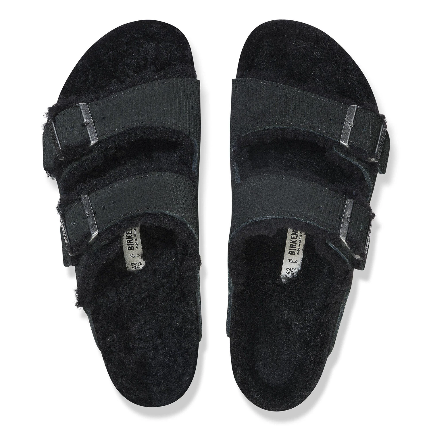 Birkenstock Arizona Shearling Suede Leather-Shearling Corduroy Black 2 Birkenstock Arizona Shearling Suede Leather-Shearling Corduroy Black - Image 2