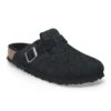 Birkenstock Boston Teddy Shearling Suede Leather-Shearling Corduroy Black