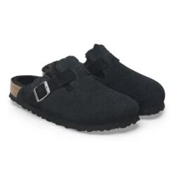 Birkenstock Boston Teddy Shearling Suede Leather-Shearling Corduroy Black -Birkenstock Shop 1028326 pair