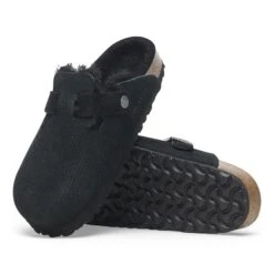 Birkenstock Boston Teddy Shearling Suede Leather-Shearling Corduroy Black -Birkenstock Shop 1028326 sole