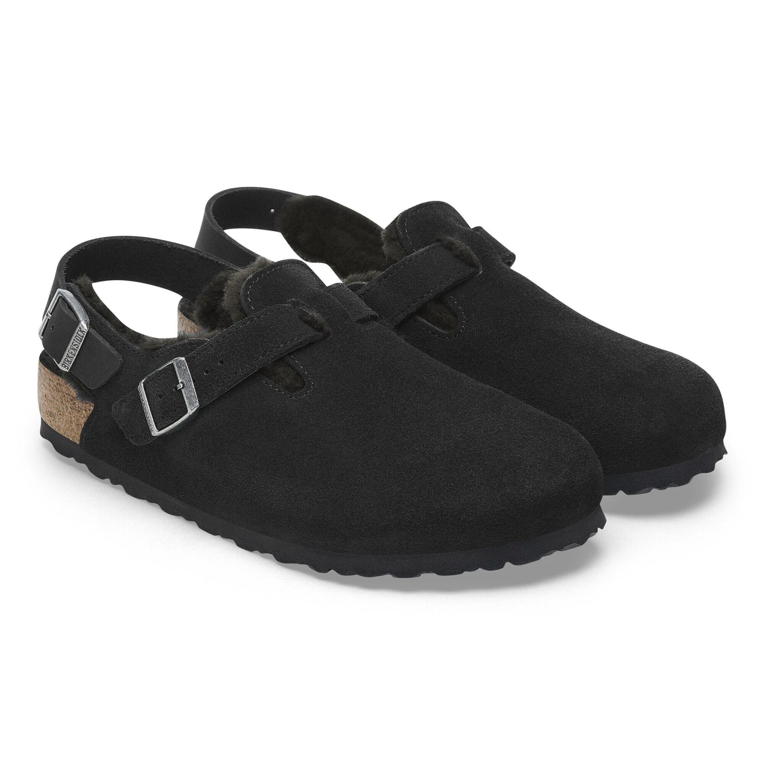 Birkenstock Tokio Shearling Suede Leather Black 4 Birkenstock Tokio Shearling Suede Leather Black - Image 4