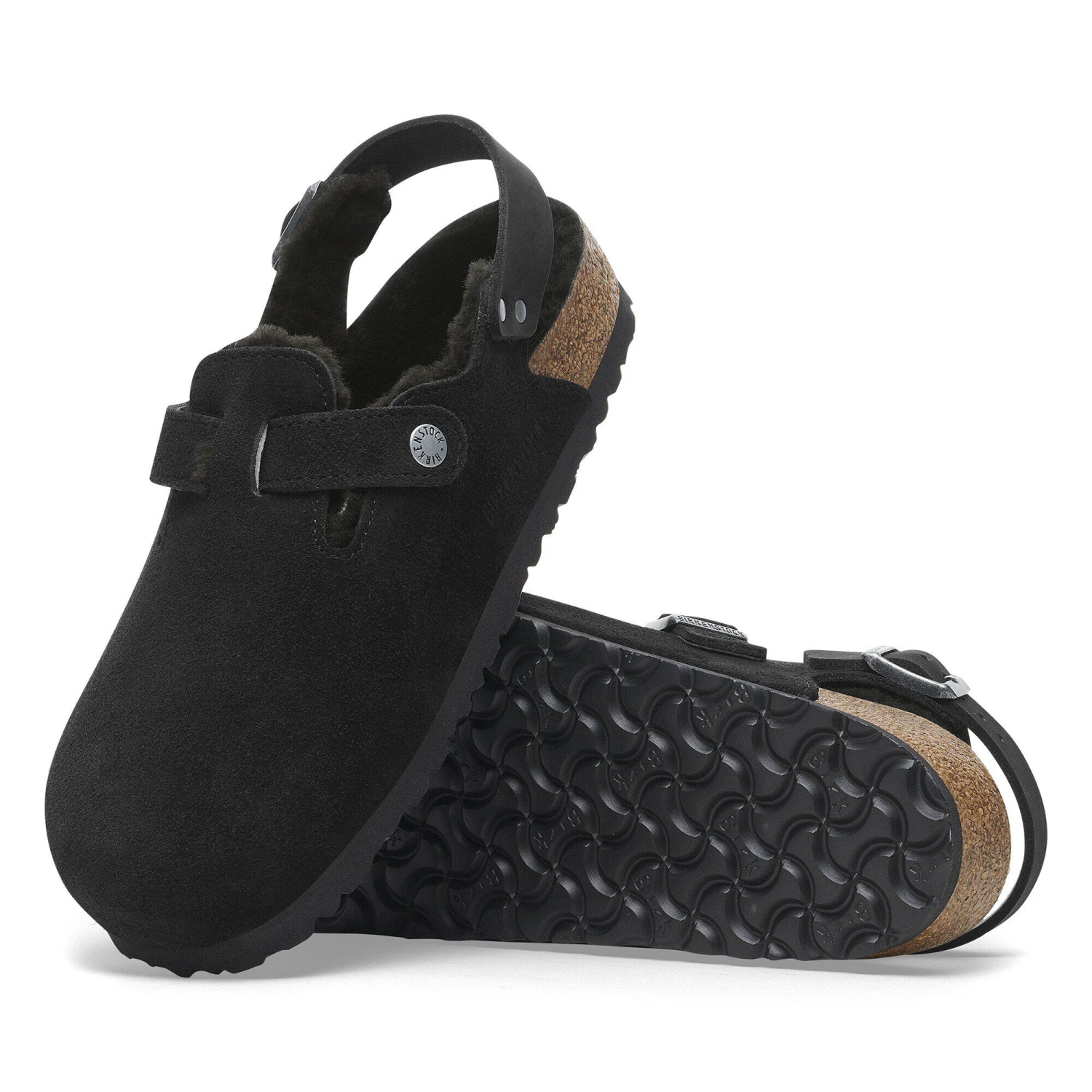 Birkenstock Tokio Shearling Suede Leather Black 6 Birkenstock Tokio Shearling Suede Leather Black - Image 6