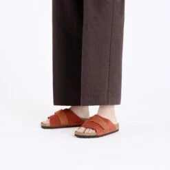 Birkenstock Kyoto Nubuck-Suede Leather Rust Brown -Birkenstock Shop 1028370 f look f