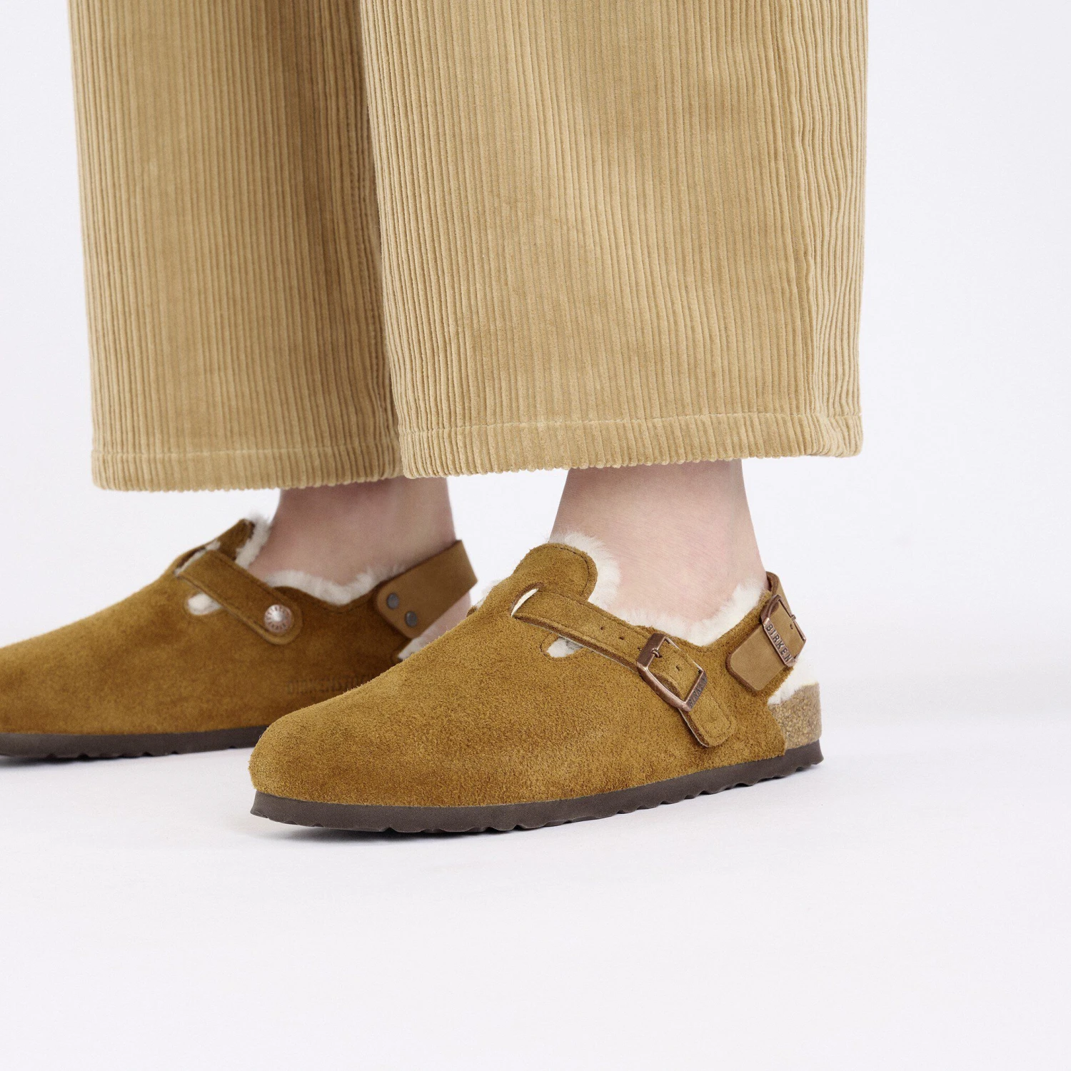 Birkenstock Tokio Shearling Suede Leather Mink 5 Birkenstock Tokio Shearling Suede Leather Mink - Image 5