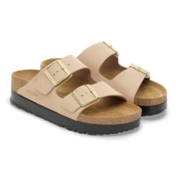 Arizona Flex Platform Nubuck Leather Sandcastle -Birkenstock Shop 1028379 pair