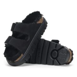 Arizona Chunky Shearling Suede Leather Black -Birkenstock Shop 1028405 sole