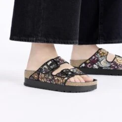 Arizona Flex Platform Nylon Brocade Black -Birkenstock Shop 1028435 f closeup f