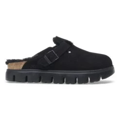 Boston Chunky Shearling Suede Leather Black -Birkenstock Shop 1028453 side