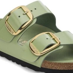 Birkenstock Arizona Big Buckle Natural Leather Patent High-Shine Green Tea -Birkenstock Shop 1028604 detail 1