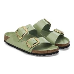 Birkenstock Arizona Big Buckle Natural Leather Patent High-Shine Green Tea -Birkenstock Shop 1028604 pair