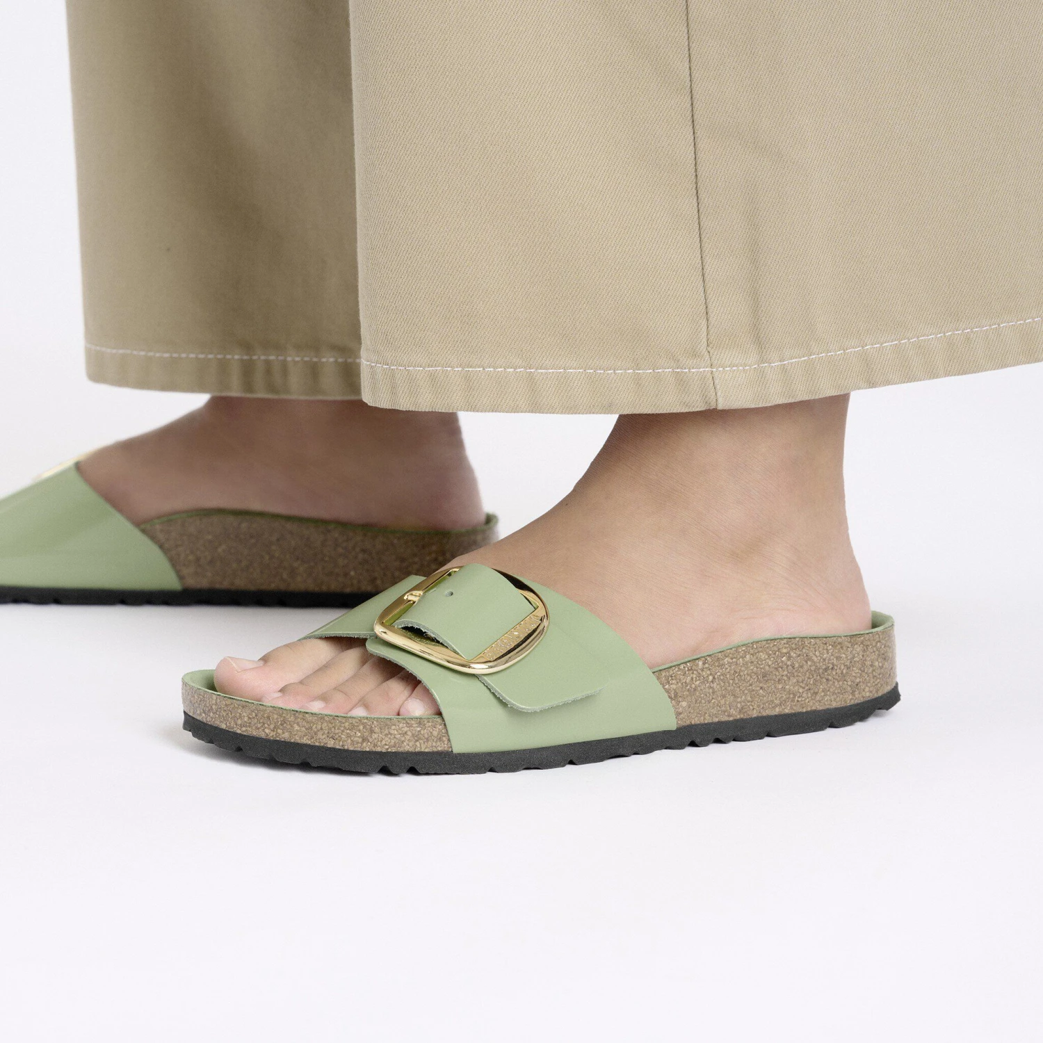 Birkenstock Madrid Big Buckle Natural Leather Patent High-Shine Green Tea 6 Birkenstock Madrid Big Buckle Natural Leather Patent High-Shine Green Tea - Image 6