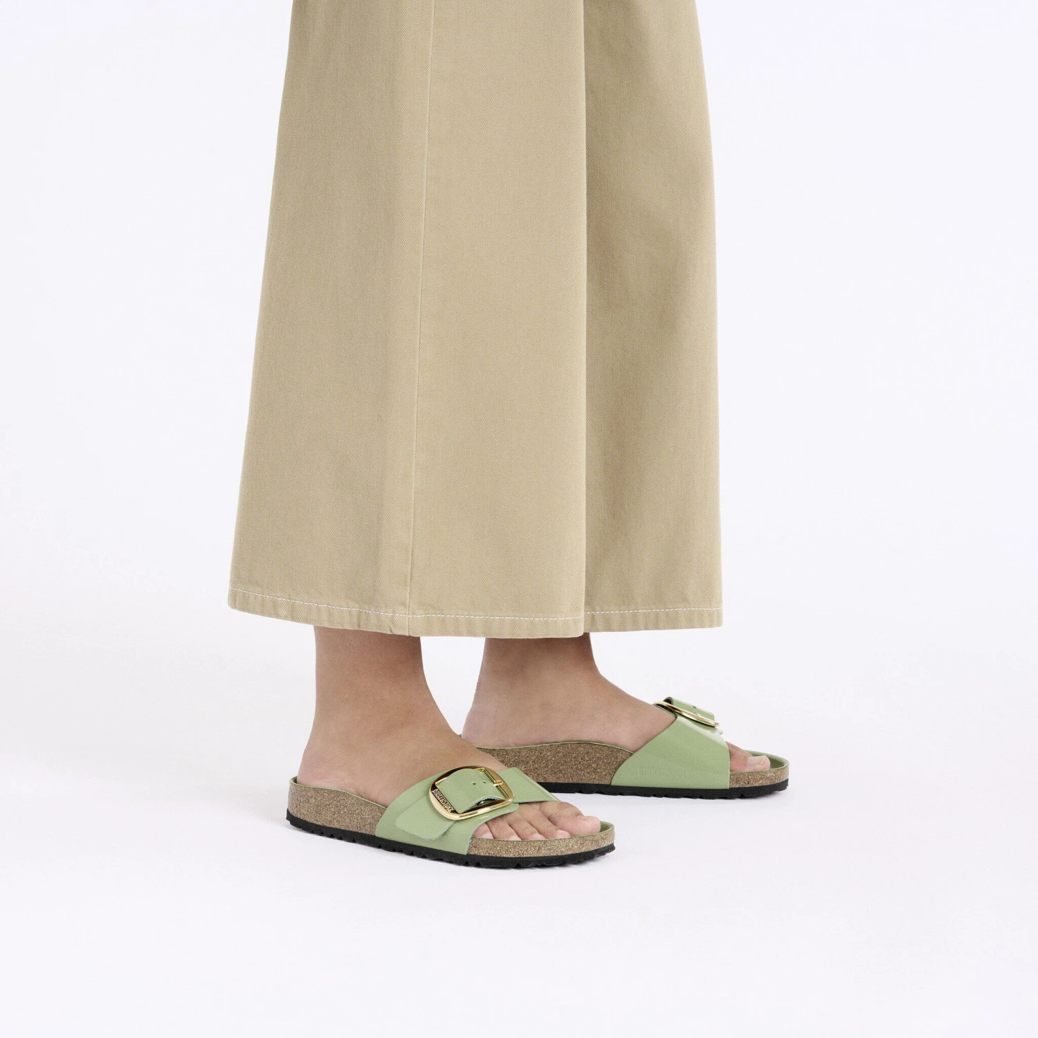 Birkenstock Madrid Big Buckle Natural Leather Patent High-Shine Green Tea 5 Birkenstock Madrid Big Buckle Natural Leather Patent High-Shine Green Tea - Image 5