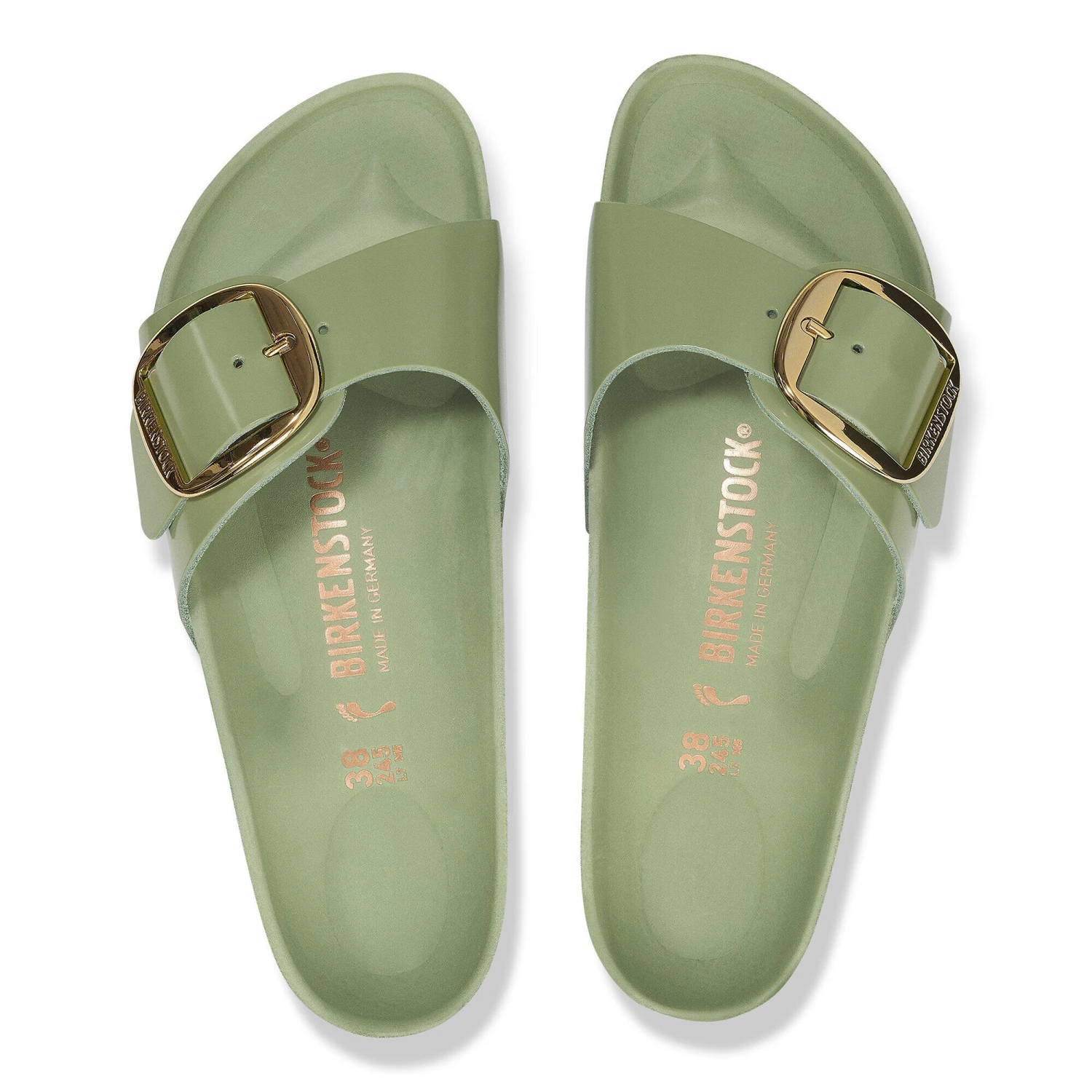 Birkenstock Madrid Big Buckle Natural Leather Patent High-Shine Green Tea 2 Birkenstock Madrid Big Buckle Natural Leather Patent High-Shine Green Tea - Image 2