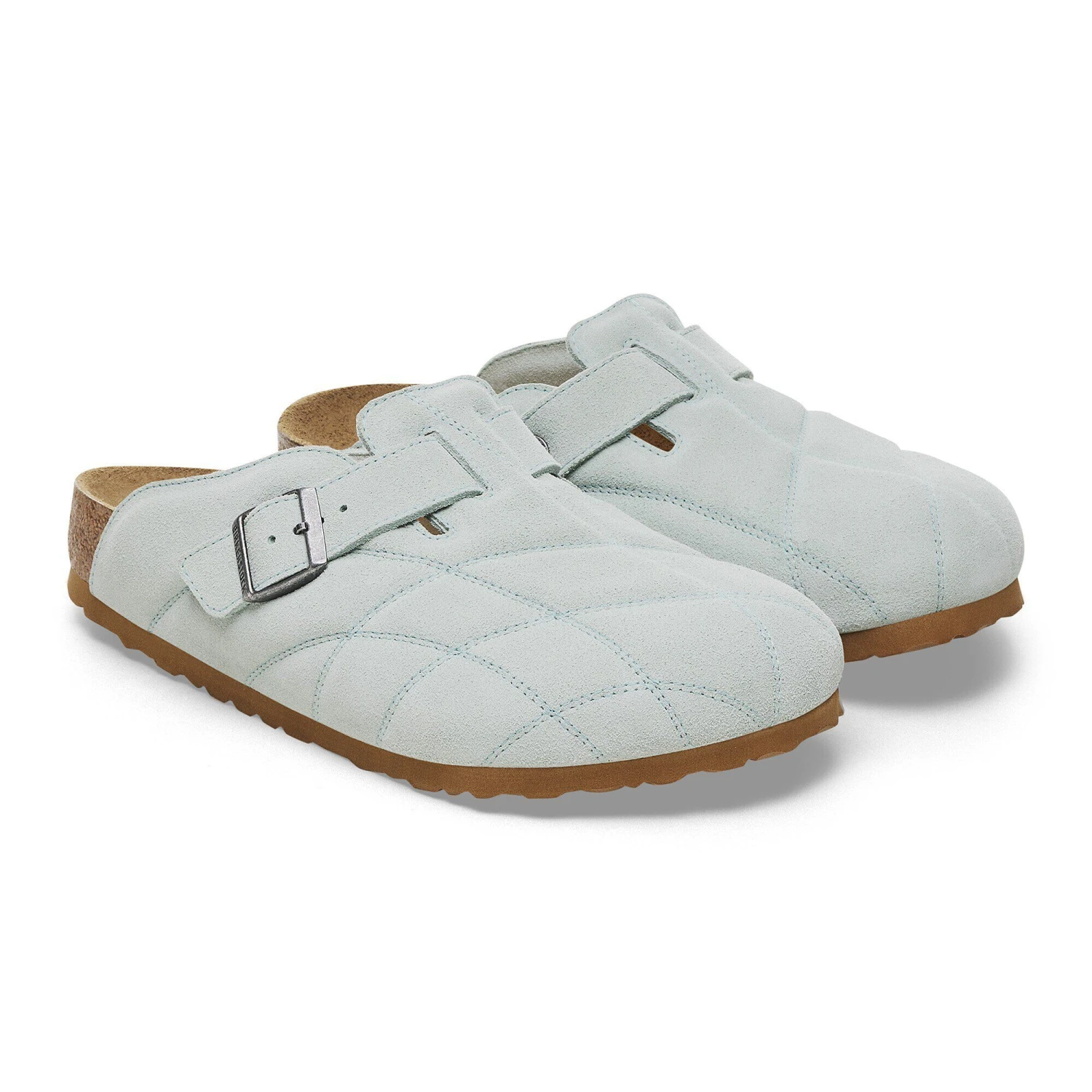 Birkenstock Boston Quilted Suede Leather Aqua 4 Birkenstock Boston Quilted Suede Leather Aqua - Image 4