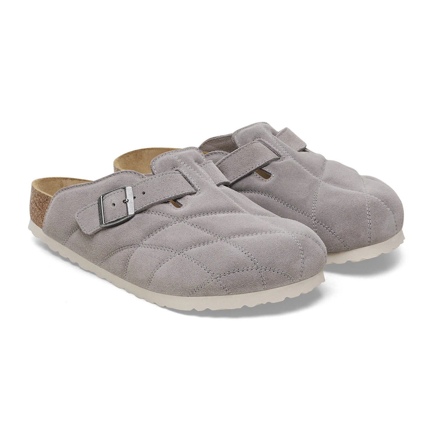 Birkenstock Boston Quilted Suede Leather Stone Coin 4 Birkenstock Boston Quilted Suede Leather Stone Coin - Image 4
