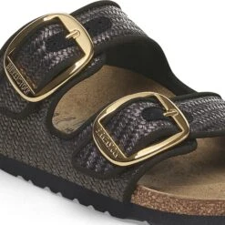 Birkenstock Arizona Big Buckle Textile Raffia Black -Birkenstock Shop 1029033 detail 1