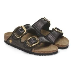 Birkenstock Arizona Big Buckle Textile Raffia Black -Birkenstock Shop 1029033 pair