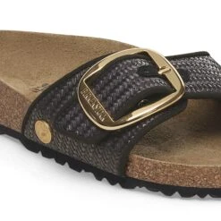 Birkenstock Madrid Big Buckle Raffia Textile Raffia Black -Birkenstock Shop 1029034 detail 1
