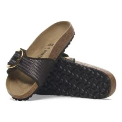 Birkenstock Madrid Big Buckle Raffia Textile Raffia Black -Birkenstock Shop 1029034 sole