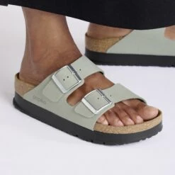 Arizona Flex Platform Nubuck Leather Pure Sage 12 Arizona Flex Platform Nubuck Leather Pure Sage -Birkenstock Shop 1029049 f closeup f