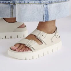 Milano Chunky Leather Eggshell -Birkenstock Shop 1029074 f closeup f