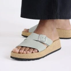 Almina Nubuck Leather Pure Sage -Birkenstock Shop 1029103 f closeup f