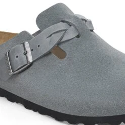 Birkenstock Boston Braided Suede Leather Basalt Gray -Birkenstock Shop 1029114 detail 1