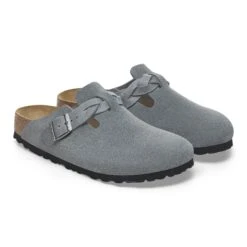 Birkenstock Boston Braided Suede Leather Basalt Gray -Birkenstock Shop 1029114 pair
