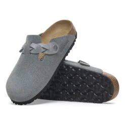 Birkenstock Boston Braided Suede Leather Basalt Gray -Birkenstock Shop 1029114 sole