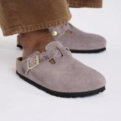 Birkenstock Boston Braided Suede Leather Faded Purple -Birkenstock Shop 1029115 f closeup f