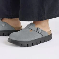 Boston Chunky Suede Leather Basalt Gray/ Black 12 Boston Chunky Suede Leather Basalt Gray/ Black -Birkenstock Shop 1029142 f closeup f