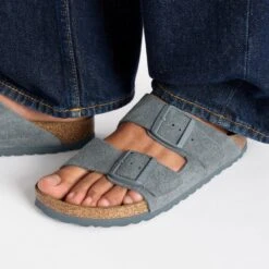 Birkenstock Arizona Suede Leather Basalt Gray -Birkenstock Shop 1029192 f closeup f