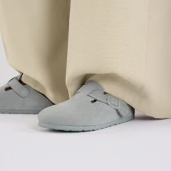 Birkenstock Boston Suede Leather Pure Sage -Birkenstock Shop 1029212 f closeup f