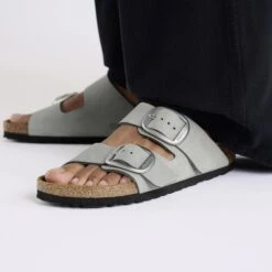 Birkenstock Arizona Big Buckle Nubuck Leather Pure Sage -Birkenstock Shop 1029291 f closeup f