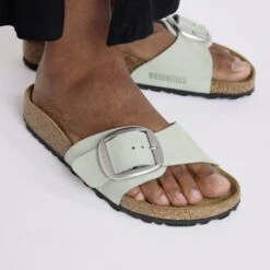 Birkenstock Madrid Big Buckle Nubuck Leather Pure Sage -Birkenstock Shop 1029292 f closeup f