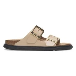 Birkenstock Arizona Droplet Buckle Natural Leather Patent High Shine New Beige -Birkenstock Shop 1029345 side