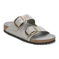 Birkenstock Arizona Big Buckle Natural Leather Patent High-Shine Stone Coin