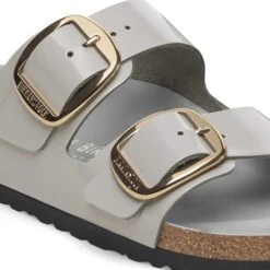 Birkenstock Arizona Big Buckle Natural Leather Patent High-Shine Stone Coin -Birkenstock Shop 1029346 detail 1