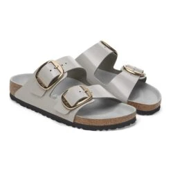 Birkenstock Arizona Big Buckle Natural Leather Patent High-Shine Stone Coin -Birkenstock Shop 1029346 pair
