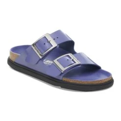 Birkenstock Arizona Droplet Buckle Natural Leather Patent High Shine Purple Dusk