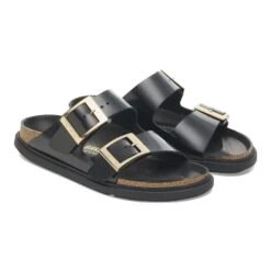 Birkenstock Arizona Droplet Buckle Natural Leather Patent High Shine Black -Birkenstock Shop 1029364 pair