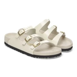 Birkenstock Florida Exquisite Natural Leather Patent High Shine Ecru -Birkenstock Shop 1029365 pair