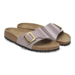 Birkenstock Catalina Luxe Buckle Birko-Flor Patent Patent Faded Purple -Birkenstock Shop 1029369 pair