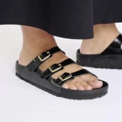Birkenstock Florida Exquisite Natural Leather Patent High Shine Black -Birkenstock Shop 1029371 f closeup f