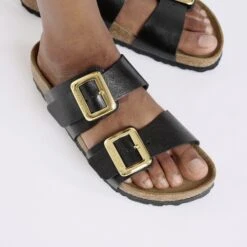 Birkenstock Sydney Luxe Buckle Birko-Flor Graceful Licorice -Birkenstock Shop 1029379 f closeup f
